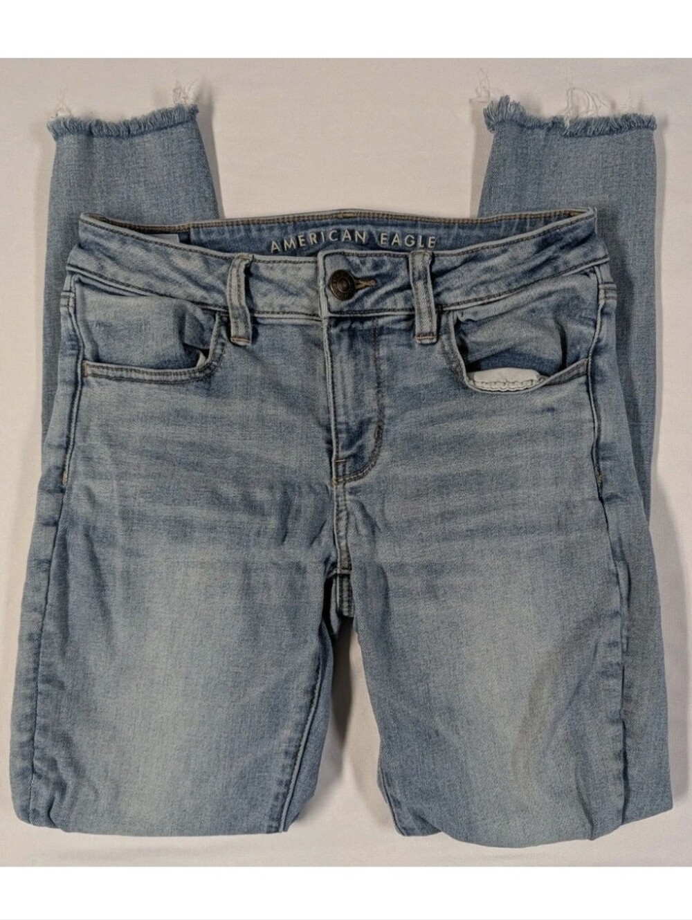 American Eagle Jeggings Womens 4 Regular Super Stretch Light Wash Distressed